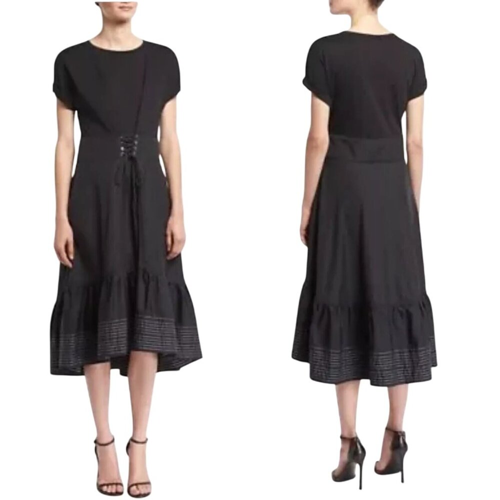 3.1 Phillip Lim Black Corset T Shirt Midi Dress Short Sleeve Womens $625 Small